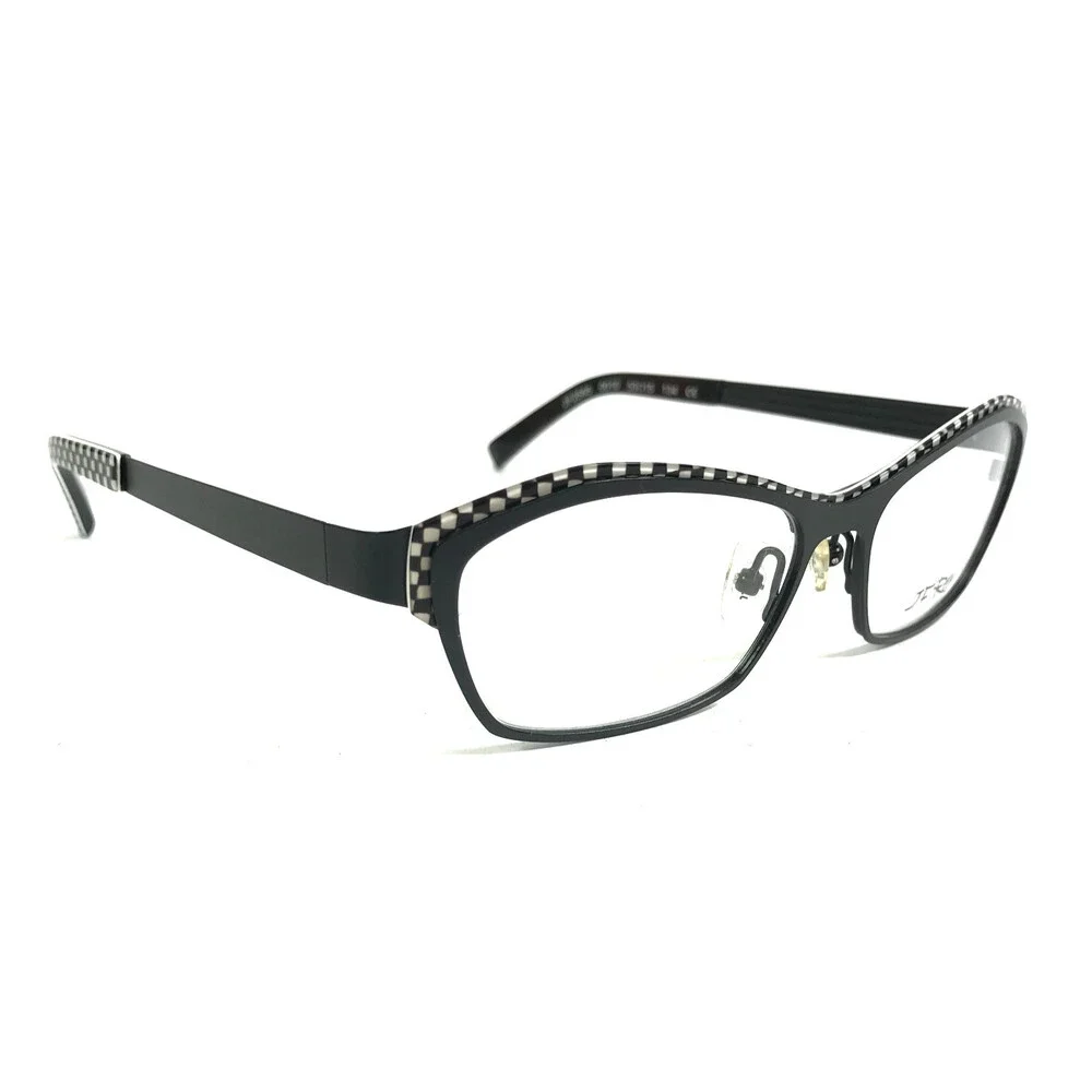 J.F. Rey Eyeglasses Frames JF2555 0010 Black White Checkered Full Rim 53-15-134